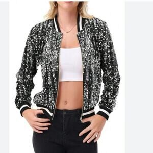 Anna-Kaci Sequin Party Nightout Bomber Jacket Size Small